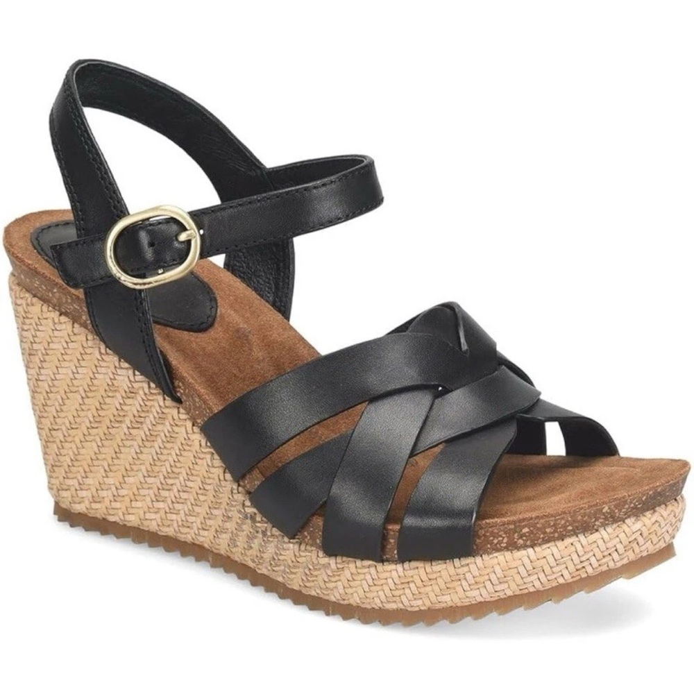 Elegant Black Wedge Sandals